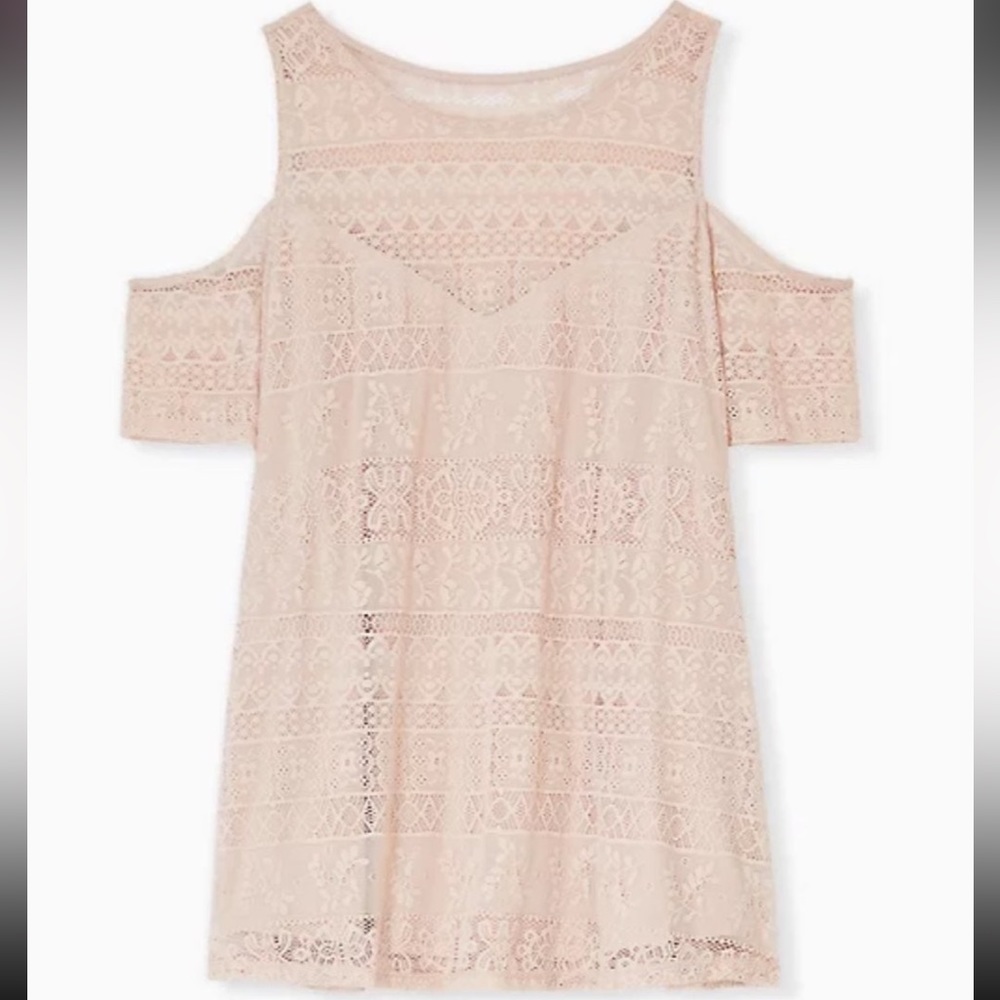 Torrid Pink Lace Cold Shoulder Top
